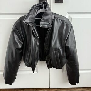 Alo cropped leather puffer